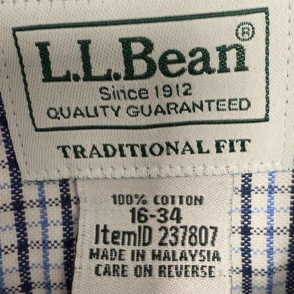 EUC Men's LL BEAN Long Sleeve Traditional Fit‎ Oxford Shirt 237807 | Size 16/34 - Picture 9 of 10